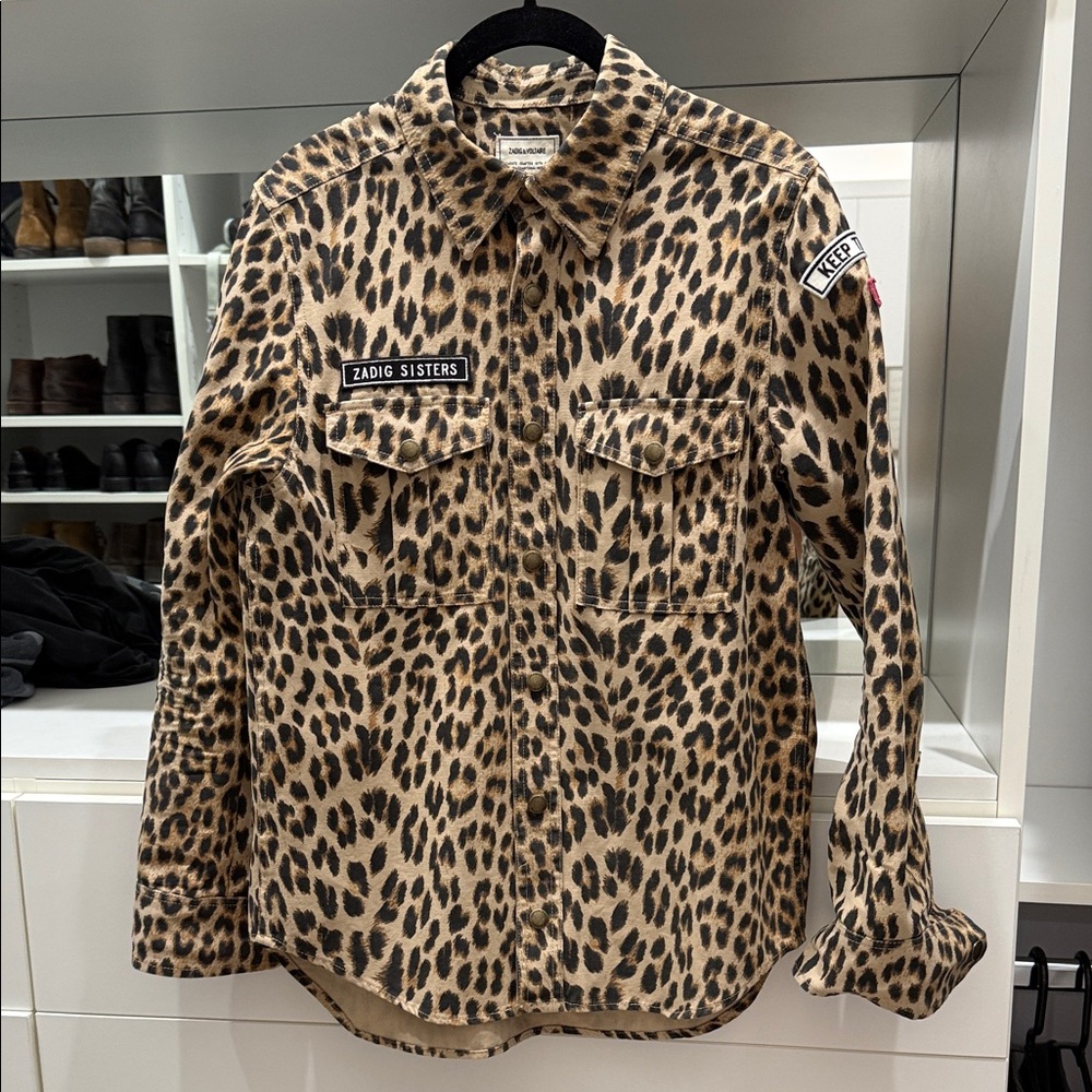 Zadig & Voltaire Leopard Print Jean Jacket Size Small like new
